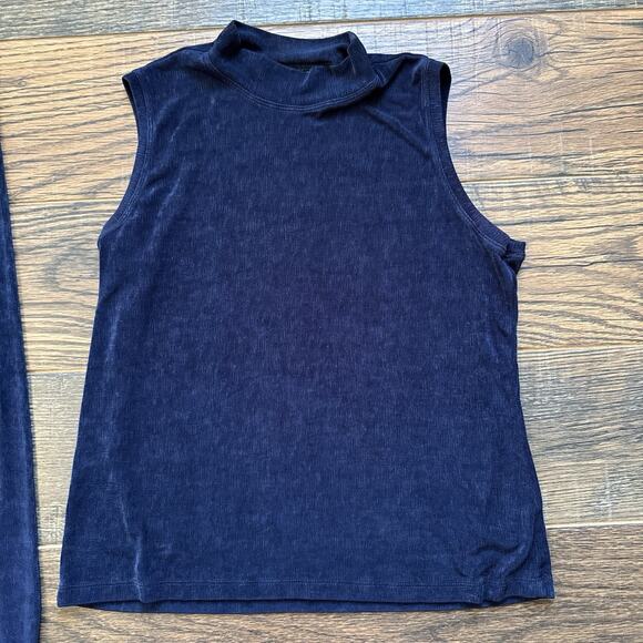 Vintage Chico’s Private Edition Blue Mock Neck Tank & Maxi Skirt Set Size 1 - Picture 2 of 8